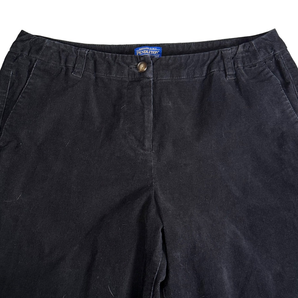 Pendleton Womens 8 Black Corduroy‎ Straight Leg Pants Cotton Stretch Trousers